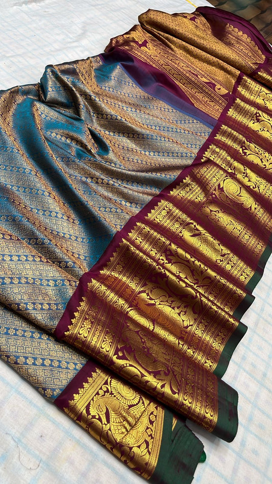 ✨✨Pure Gadwal Traditional
          Border Brocade 
          Pattu Sarees ✨✨