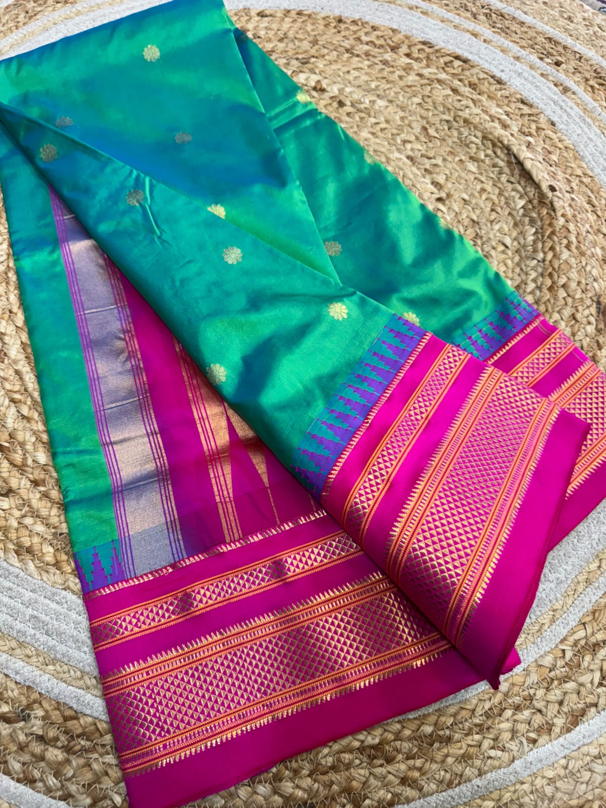 *All New Colours* 

*Exclusive silk ilkal saree*
*Pure silk korvai temple border* with *body butta* design superior quality ilkal saree & contrast blouse 
6.10mtrs length 
Full body pure silk 