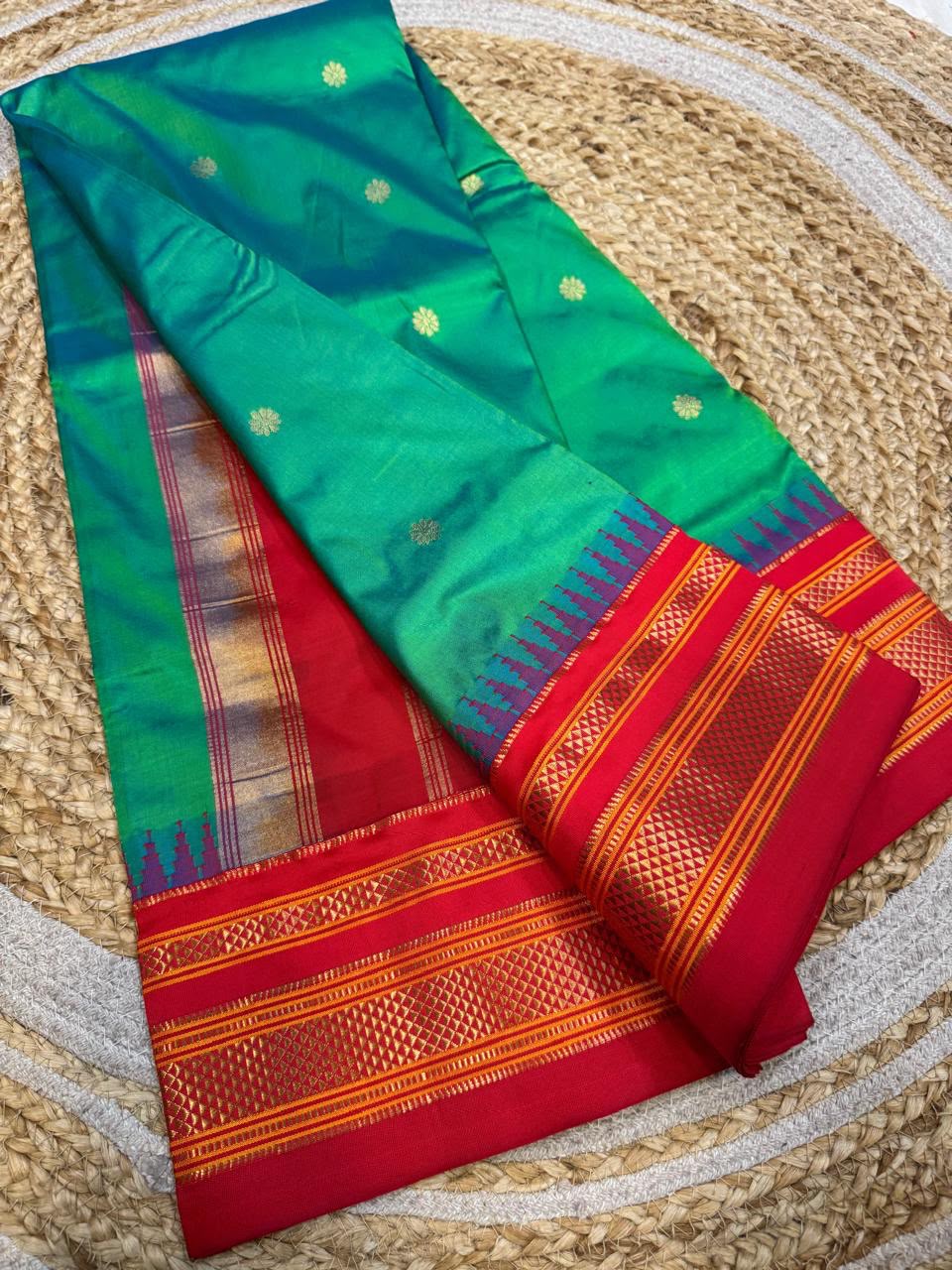 *All New Colours* 

*Exclusive silk ilkal saree*
*Pure silk korvai temple border* with *body butta* design superior quality ilkal saree & contrast blouse 
6.10mtrs length 
Full body pure silk 
Border, pallu & blouse semi silk
