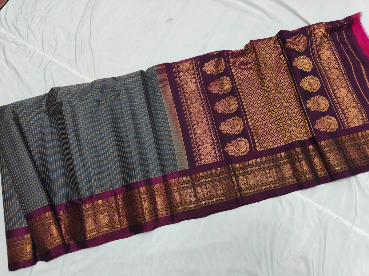 GADWAL HANDLOOM SICO CHECK SAREE