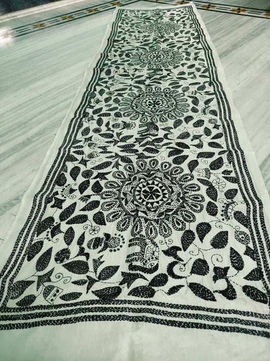 These are Tussar Slik  kantha stoles
Length 2.15/2.2 meter ( Approx)
Bohor 22' (Approx)