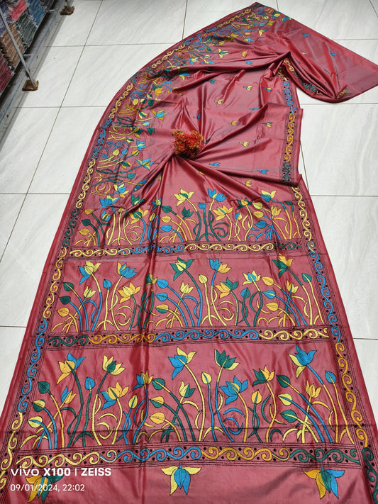 Rahmani | Hand Made Kantha Embroidery on Semi Silk