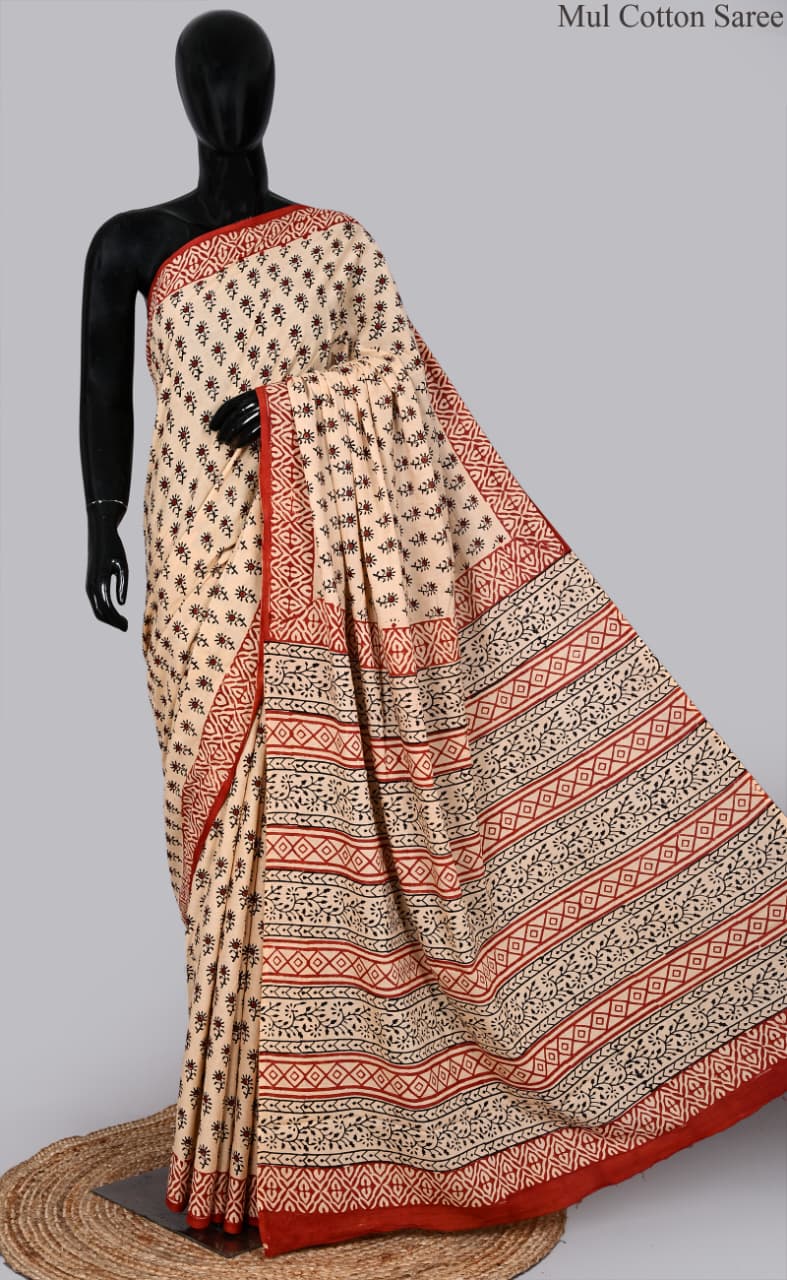 premium Traditional Mulmul CottonBeautiful Pure Soft Mulmul Cotton Sarees available*
Size: 6.30 mtr with blouse 