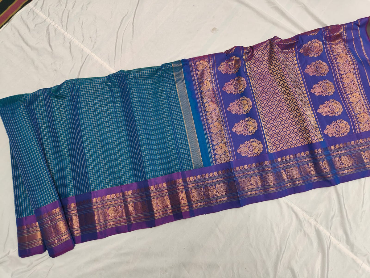 GADWAL HANDLOOM SICO CHECK SAREE
