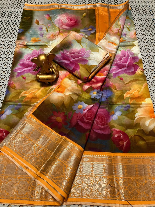 Meenal | Digitally printed cotton silk saree
