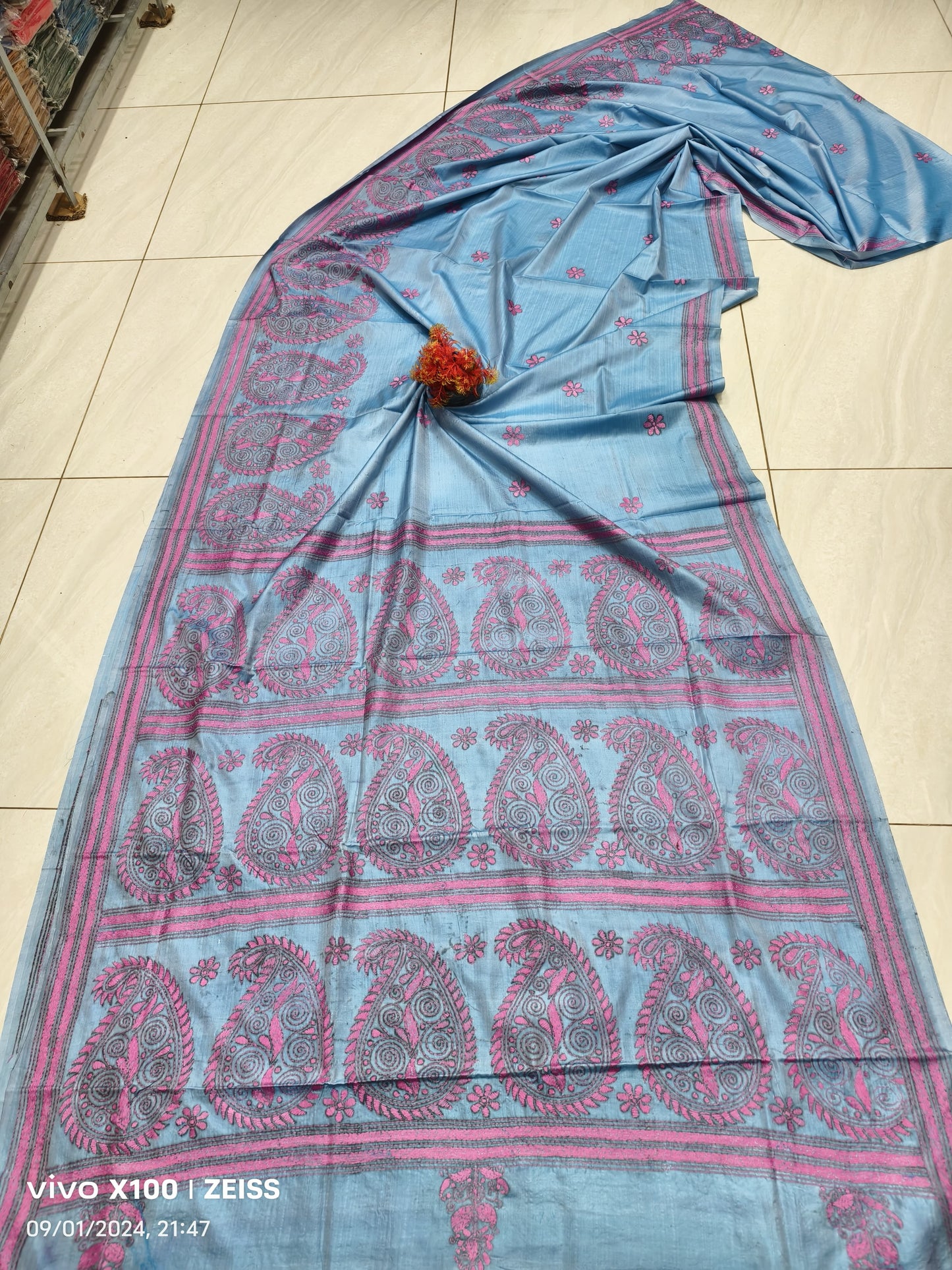 Sousa | Hand Made Kantha Embroidery on Semi Silk