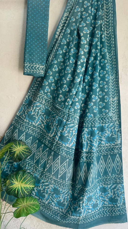 Mrinal | Mul Cotton Blockprint Saree