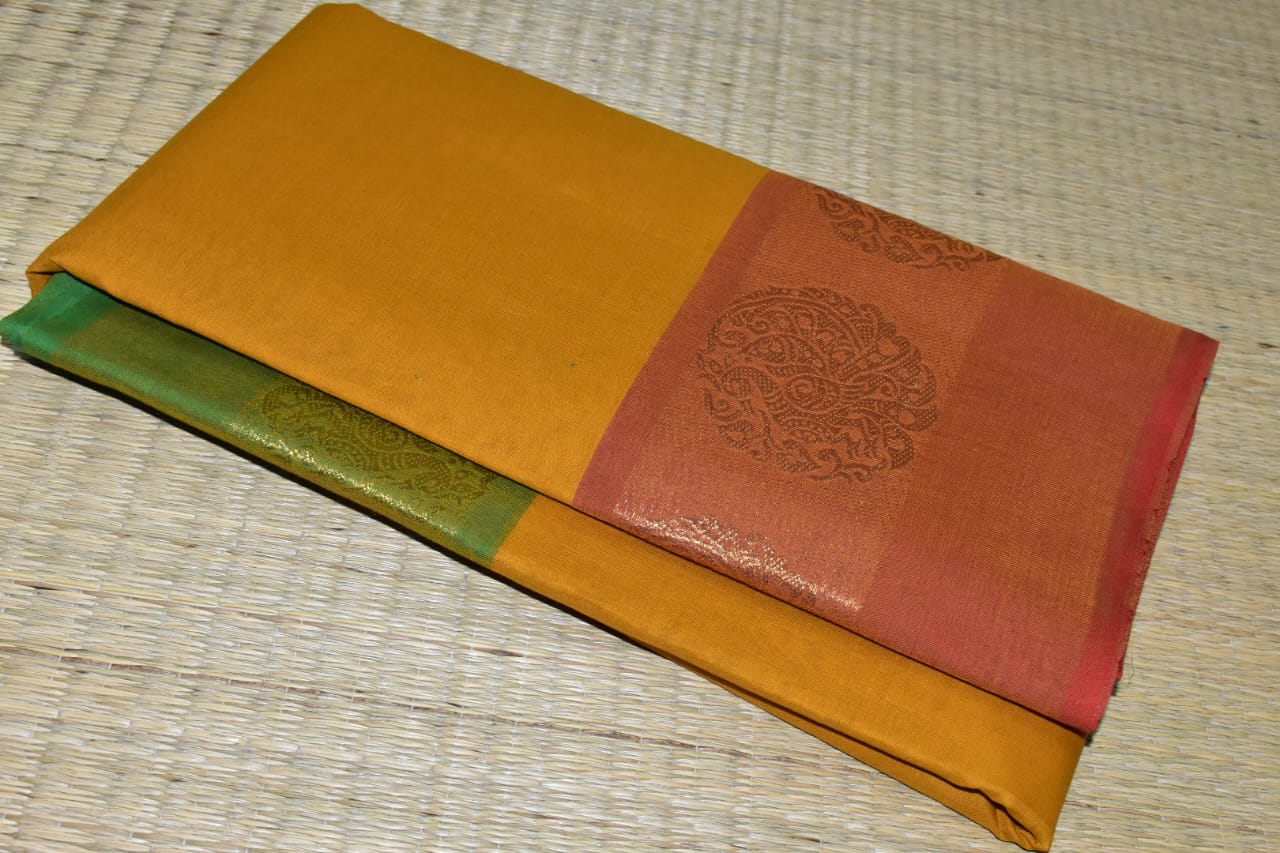 Chettinadu Cotton Saree in Orange