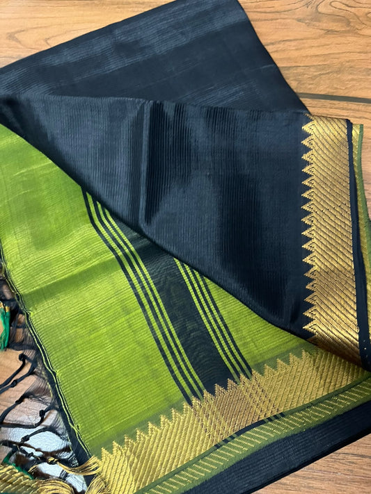 MANGALAGIRI pattu sarees
 with nizam border sarees.

Contrast blouse and pallu.