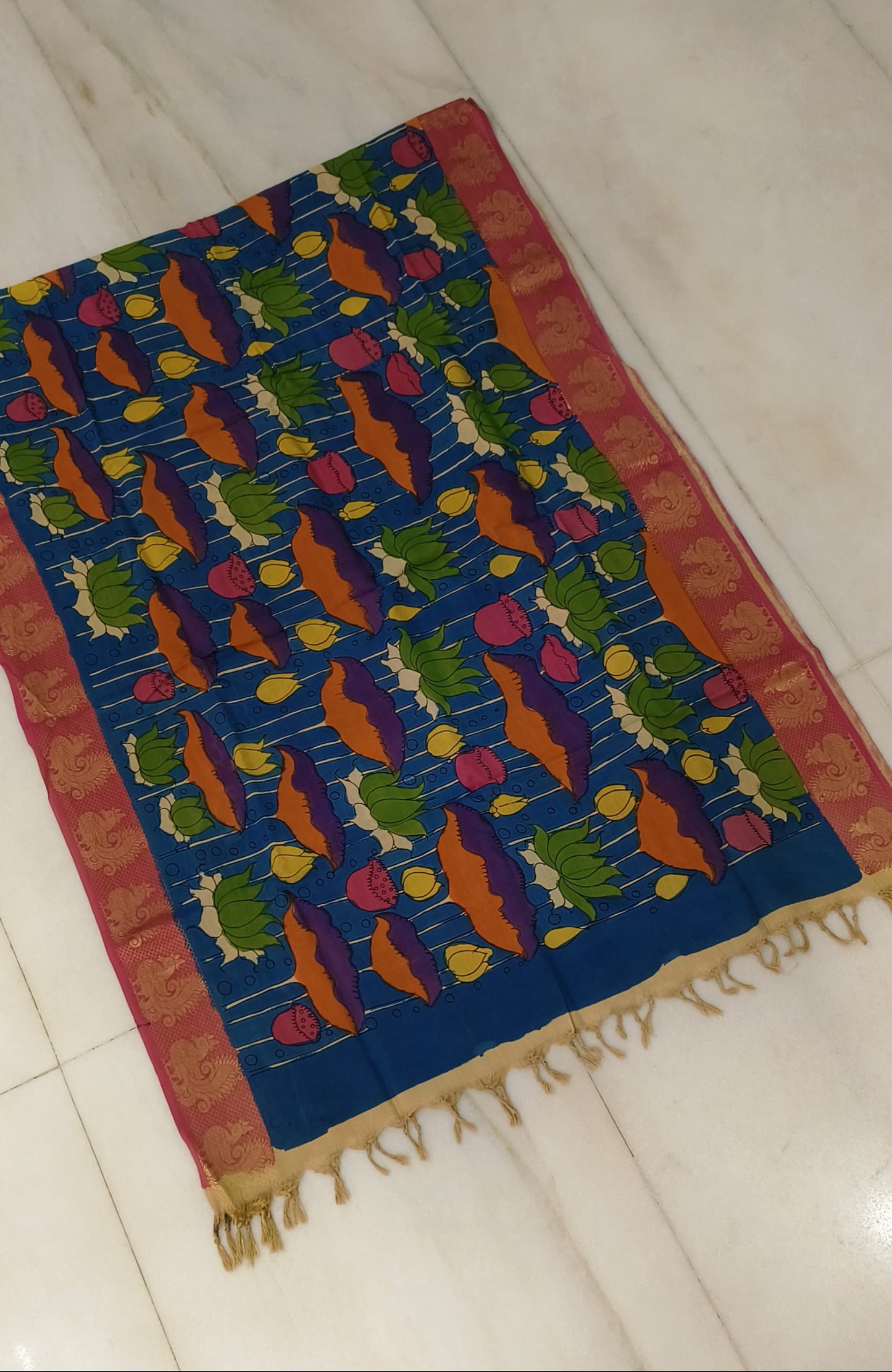 Namal | mangalgiri cotton dupatta with kalamkari work