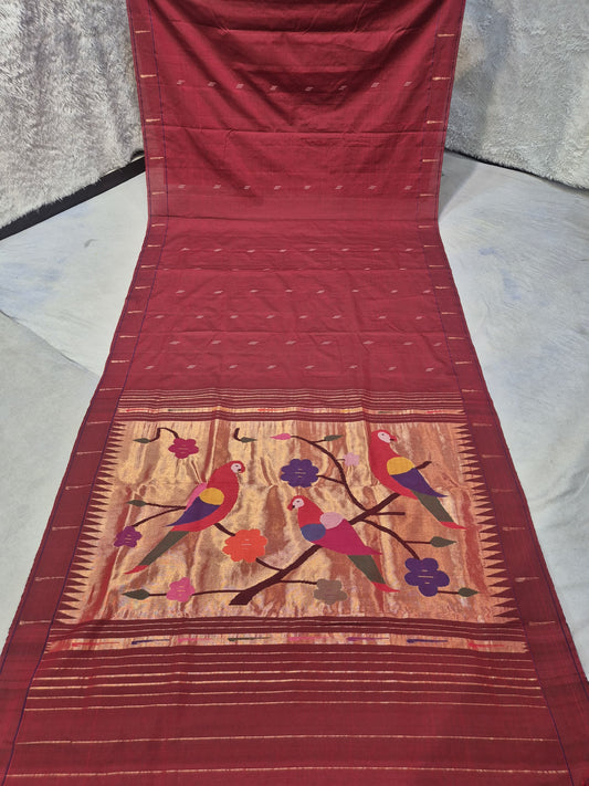 Ek muniya 
cotton handwoven
 paithanis
