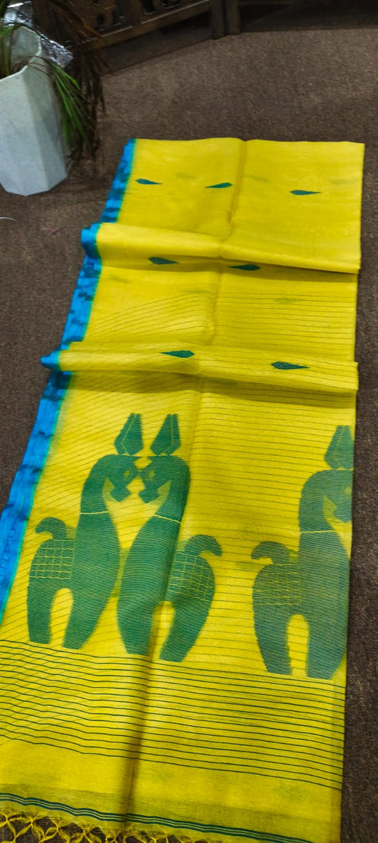 Tissu tussar jamdani
Pure gachi tussar
With bp
