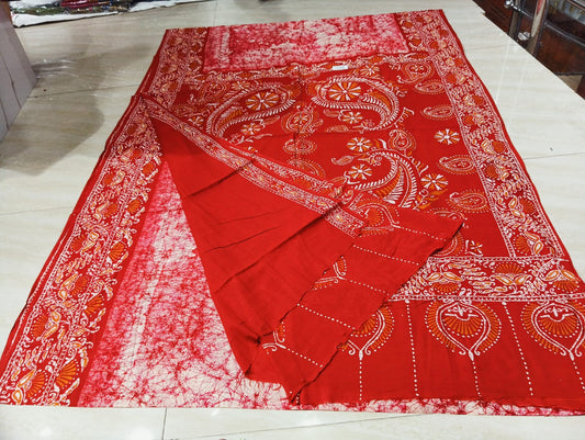 Cotton sorutuli handbatik saree with bp