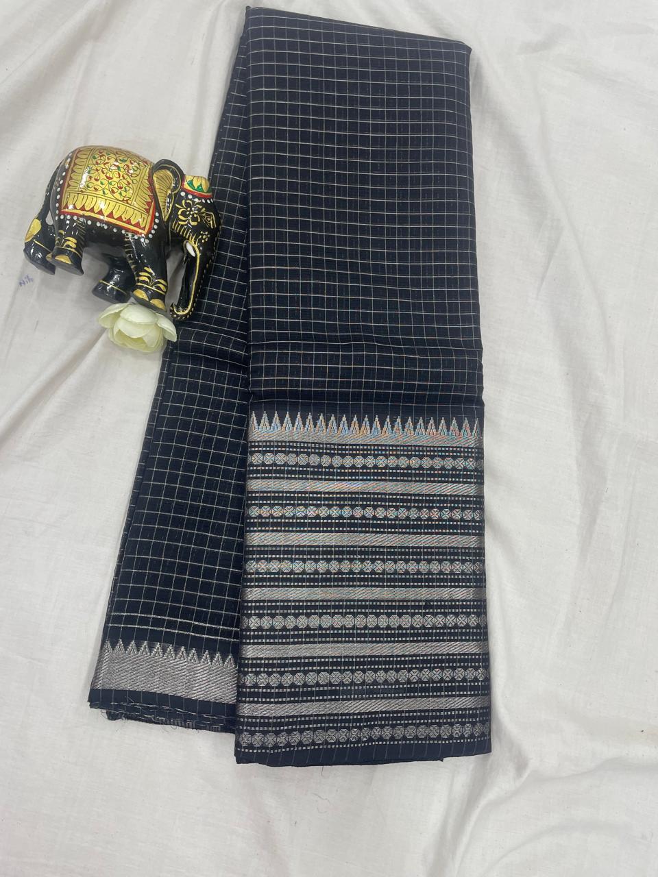 *Pure mangalagiri handloom Pattu sarees with rudraksha boarder*

*Saree all over small checks with big rudraksha boarder*

*Pallu blouse self*
