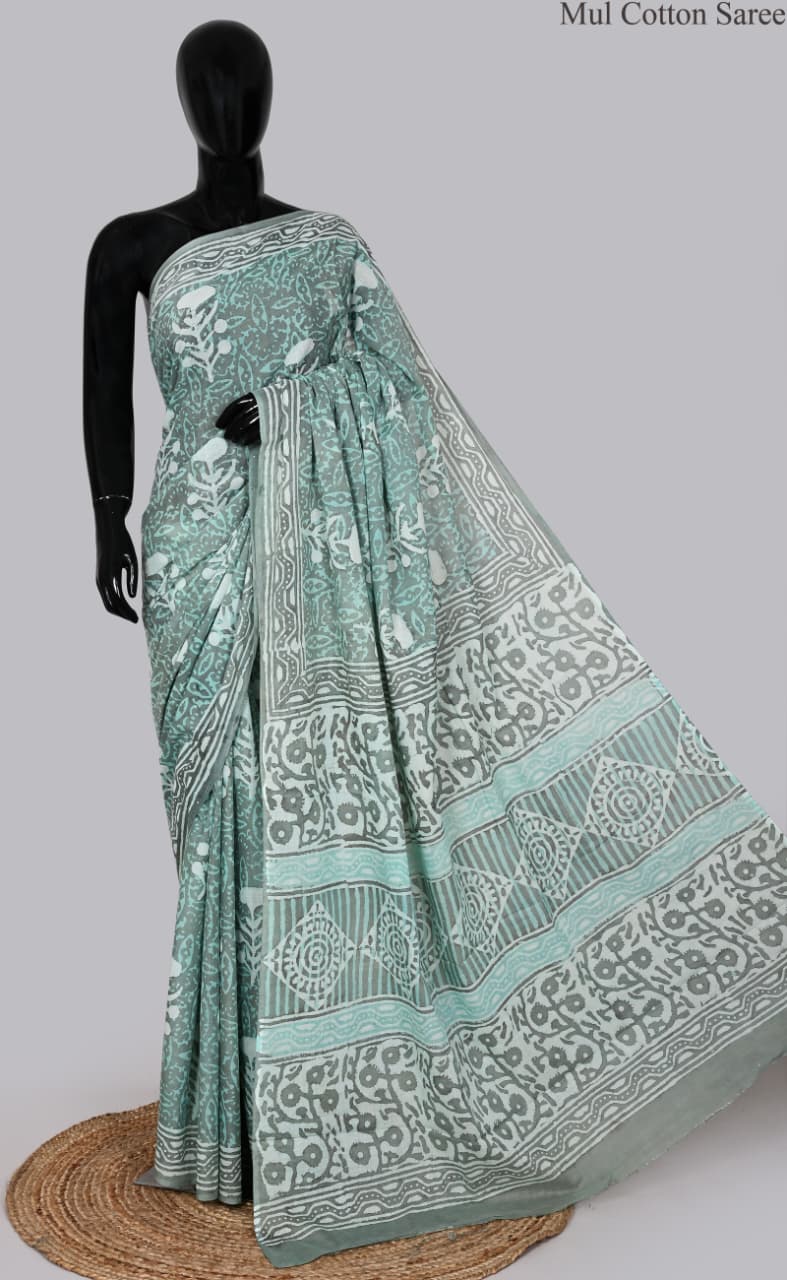 premium Traditional Mulmul CottonBeautiful Pure Soft Mulmul Cotton Sarees available*
Size: 6.30 mtr with blouse 