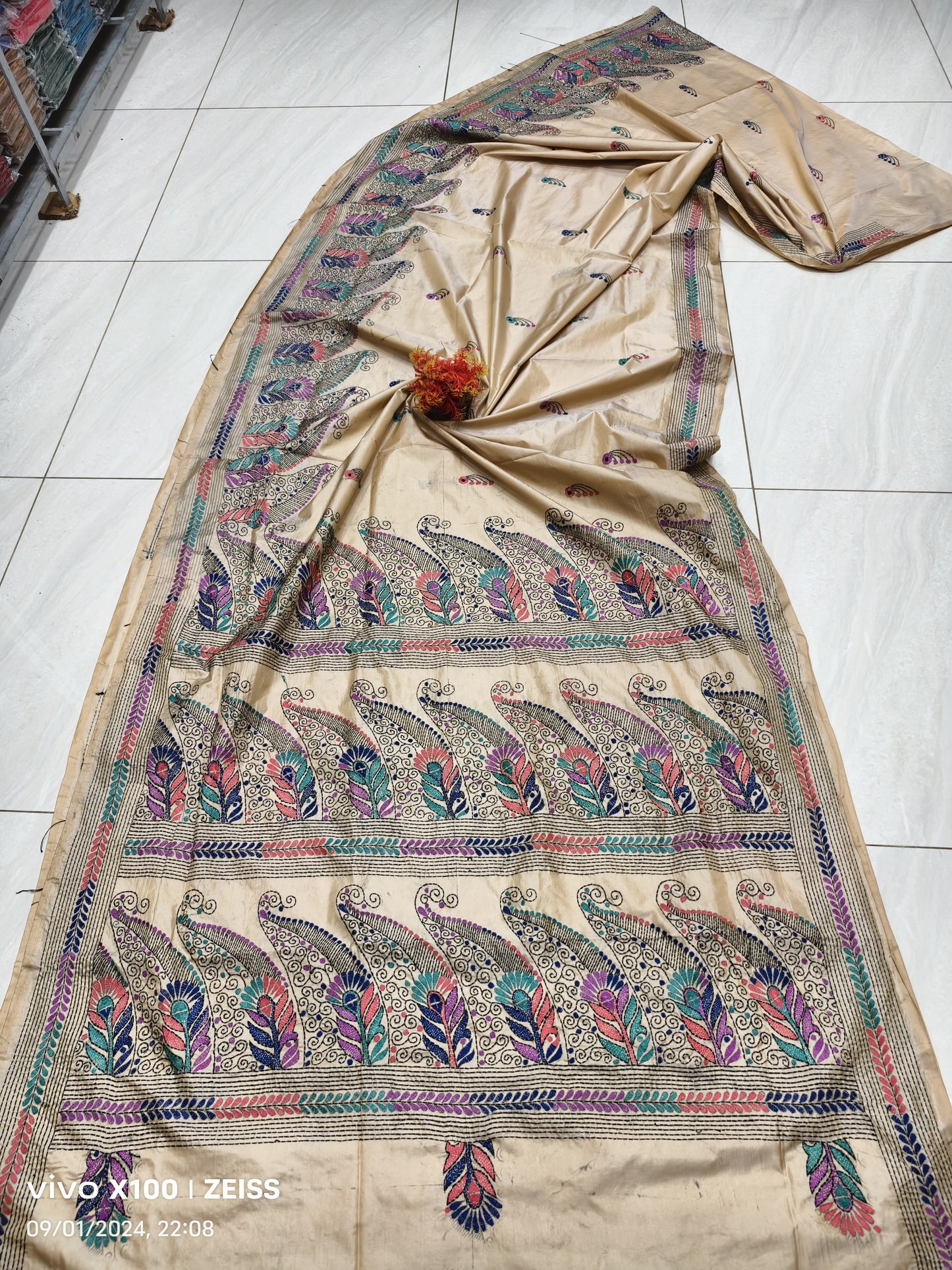 Hydari | Hand Made Kantha Embroidery on Semi Silk