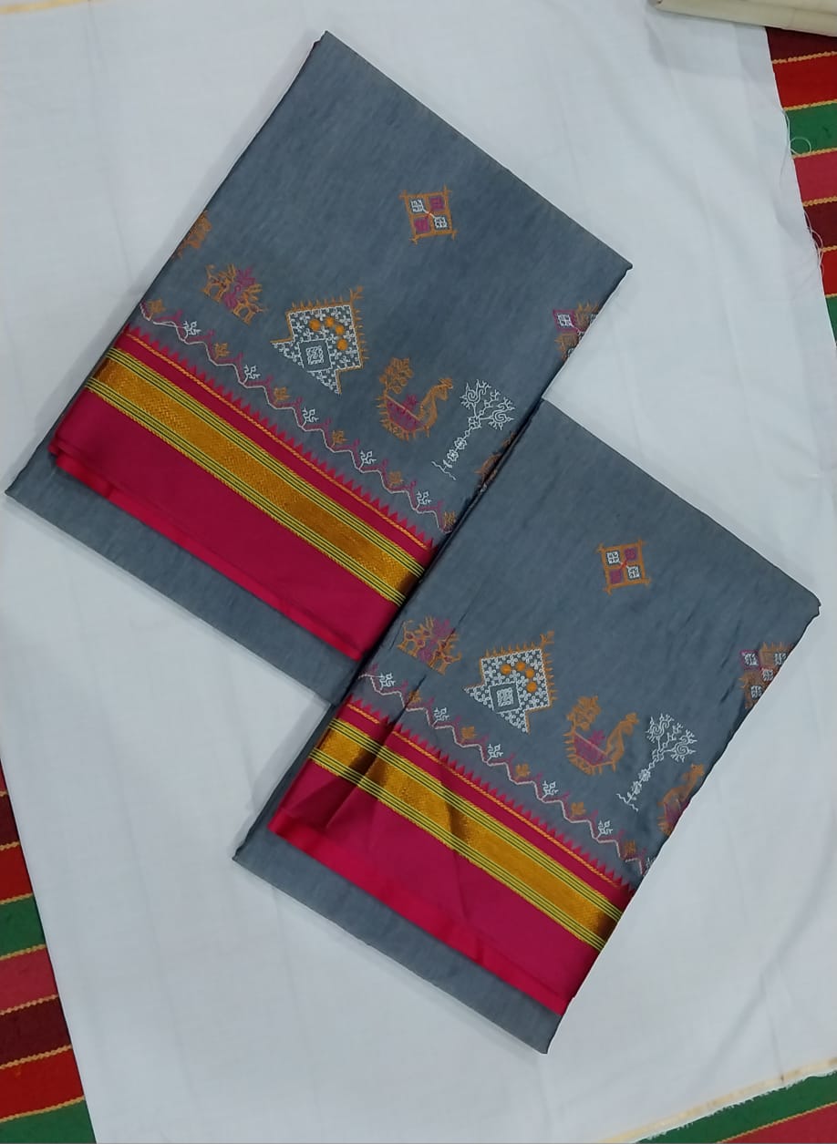 Warrier | Karnataka Kasuti work saree