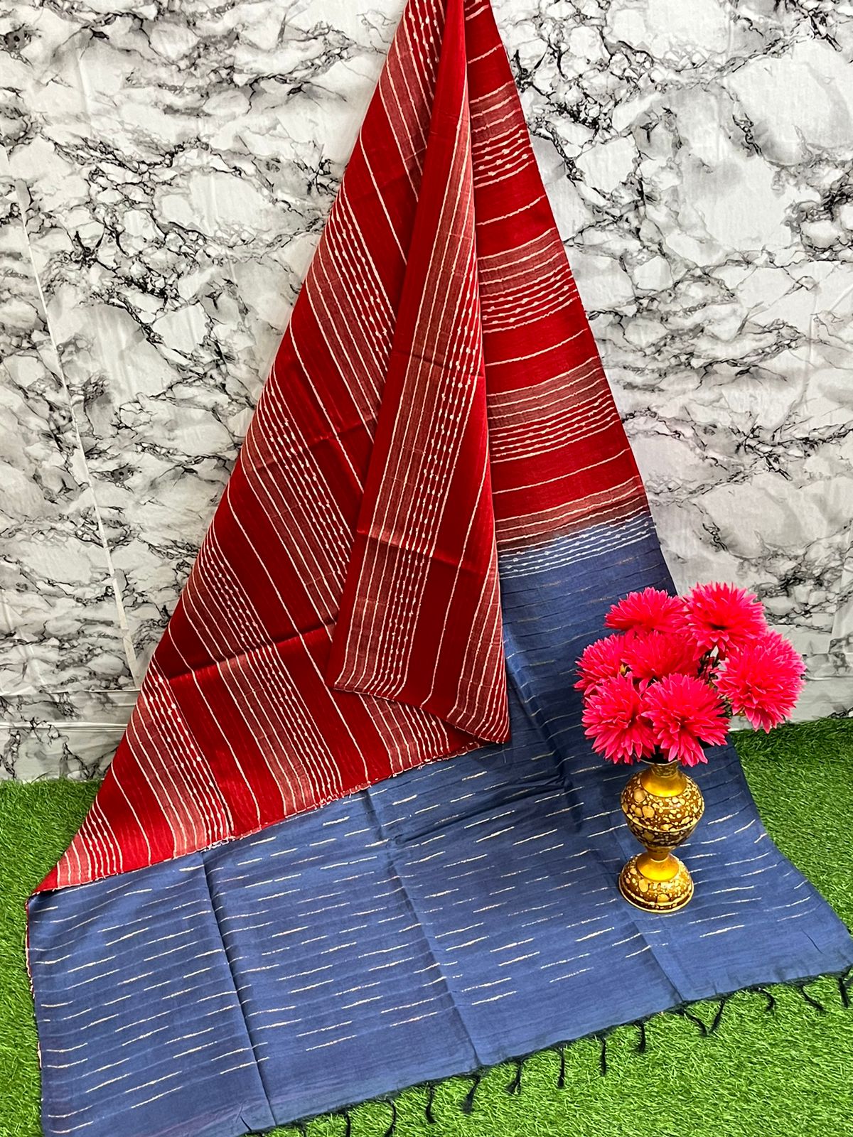 Fabric basbara. Silk. 
Running blouse 
Best quality 👌
All. Colour unlimited available 
