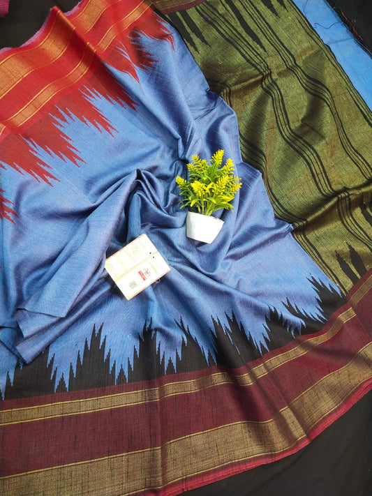 Sharlisha | Raw Silk Temple Border Saree