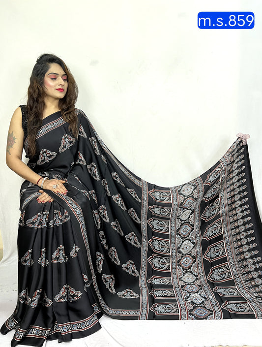 Amrita | Ajrakh Prints on modal Silk