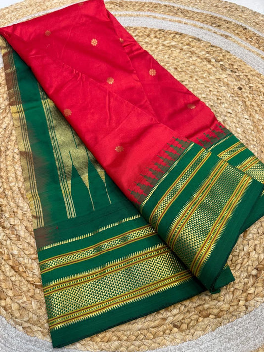 *All New Colours* 

*Exclusive silk ilkal saree*
*Pure silk korvai temple border* with *body butta* design superior quality ilkal saree & contrast blouse 
6.10mtrs length 
Full body pure silk 
Border, pallu & blouse semi silk
