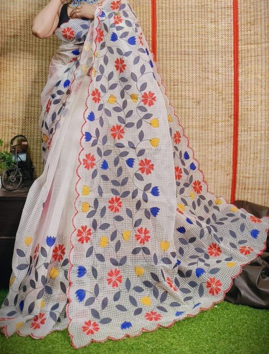 Hresval | Applique Cotton Silk Saree