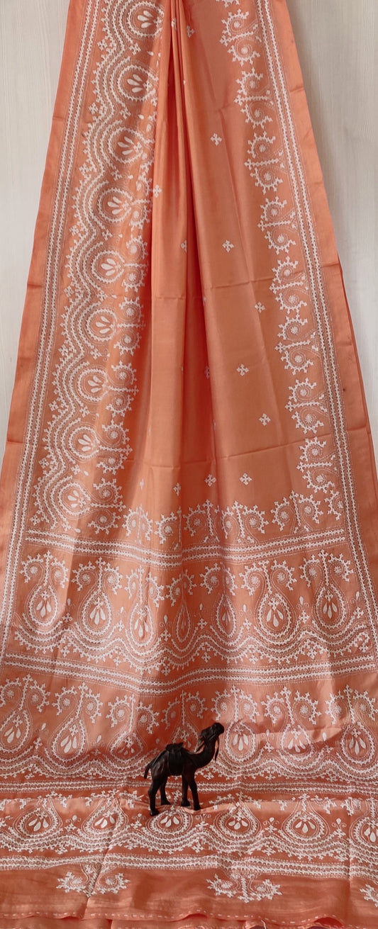 Kalyanivi |  Blended silk saree with Kantha Embroidery