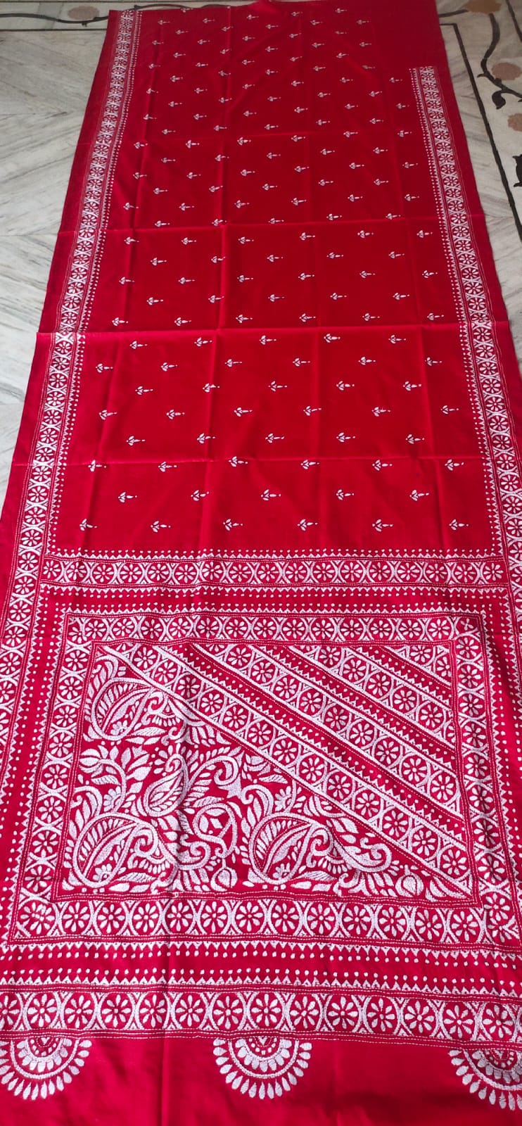 Handmade kantha on blended silk