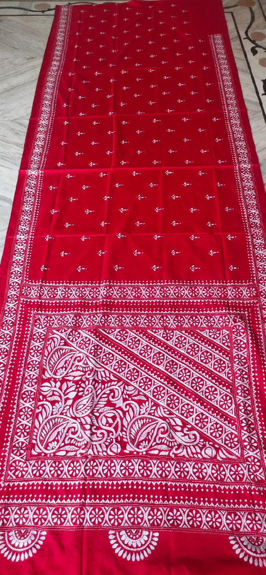Handmade kantha on blended silk
