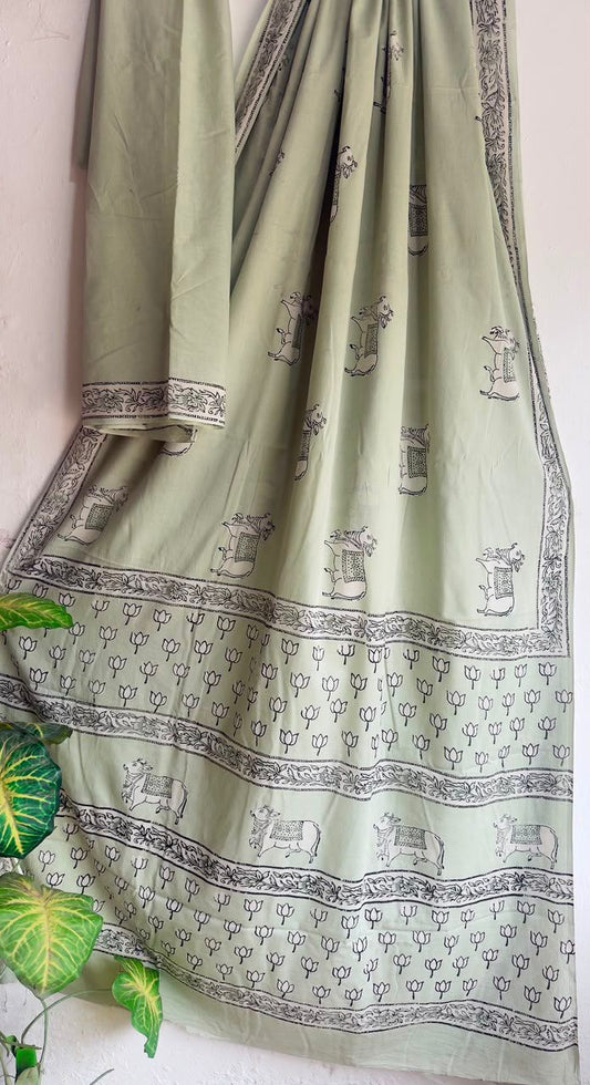 block prints on mul cotton