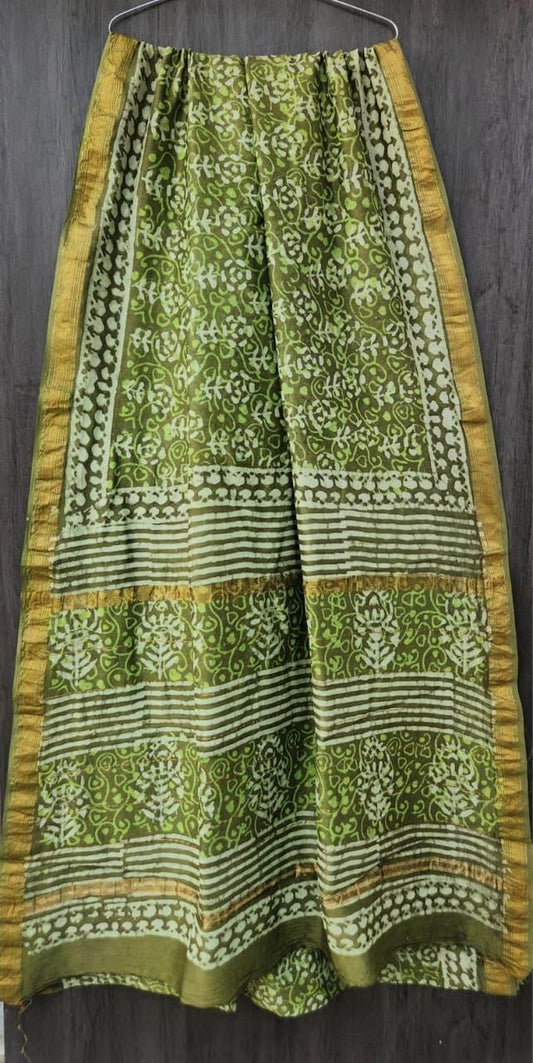 Hijam | Block printed Maheshwari Silk Saree