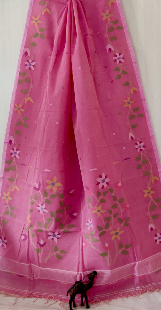 Jasminesree | handwoven Cotton Needlework jamdani saree