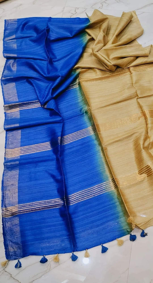 Clenavi | Tussar Ghicha Dyed Saree