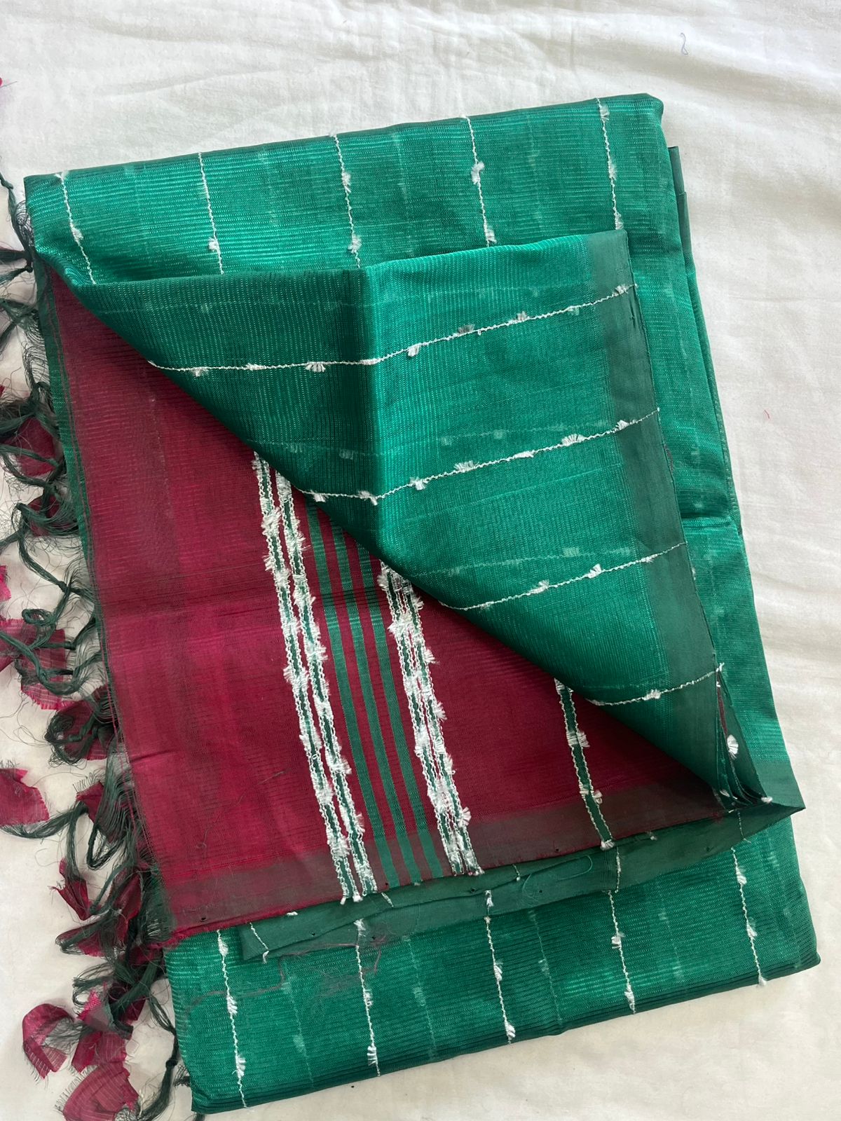 **Material **:- Mangalagiri handloom pattu by cotton 

**Model **:- all-over zari lines model sarees 

Contrast zari lines pallu & blouse
