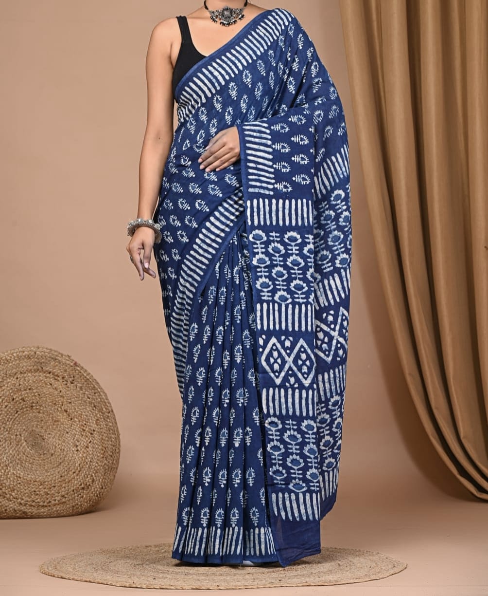 Mohrania | Mul Cotton Blockprint Saree