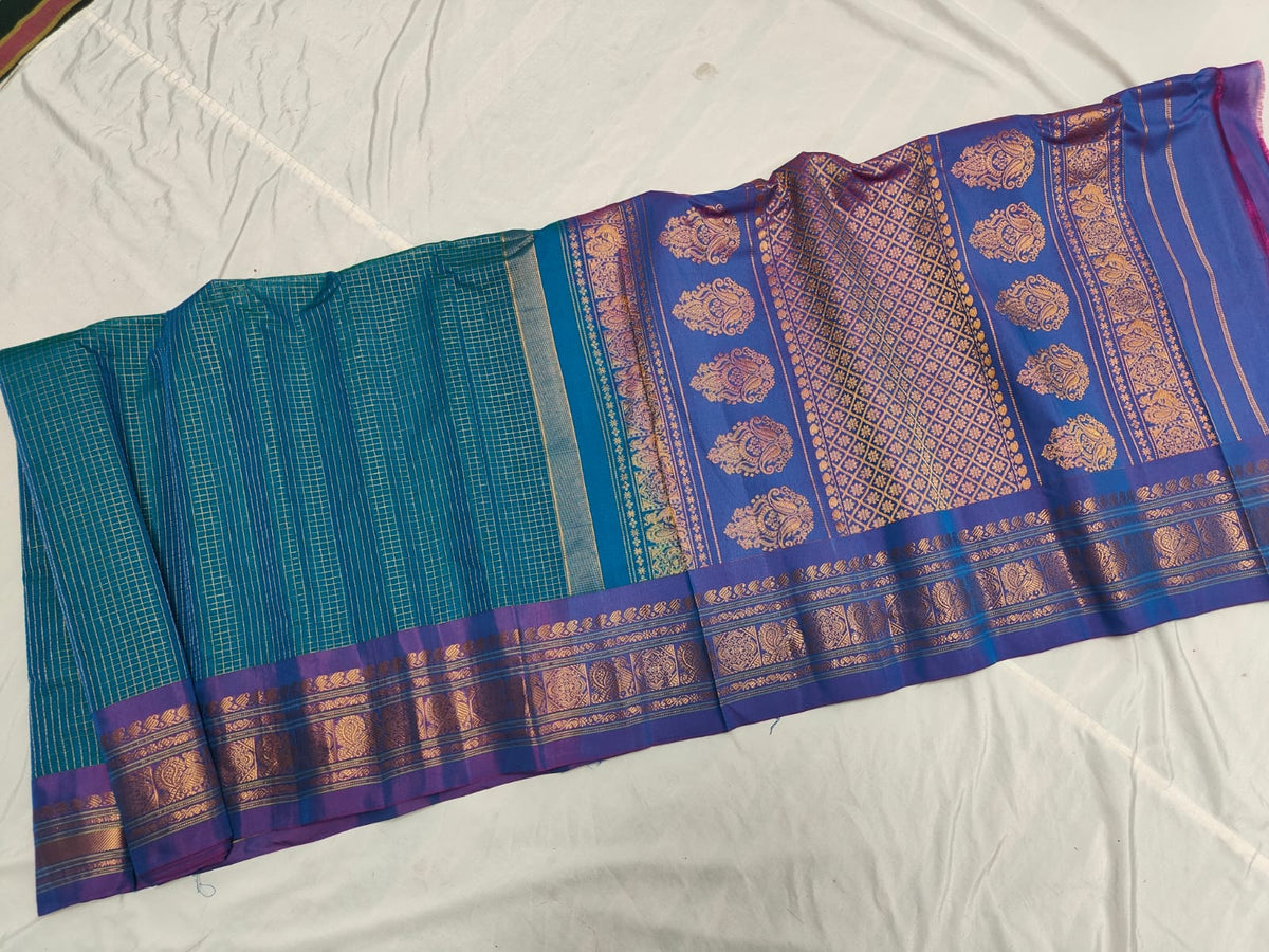 GADWAL HANDLOOM SICO CHECK SAREE