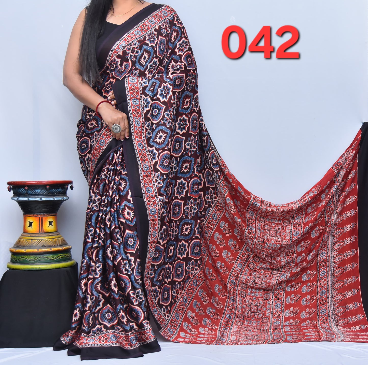 Anusha | Ajrakh Prints on modal Silk