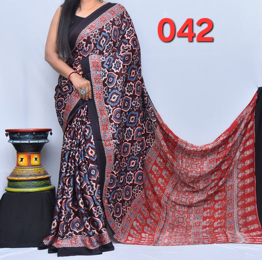 Anusha | Ajrakh Prints on modal Silk