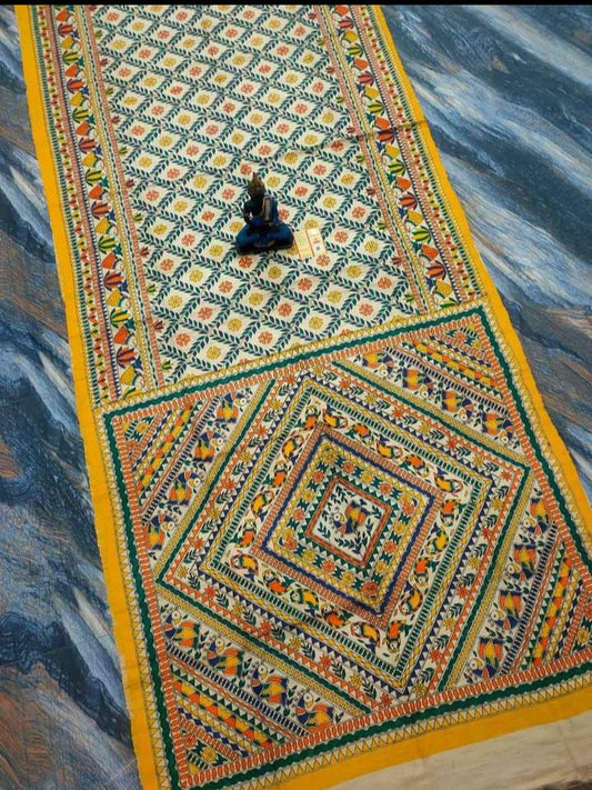 Hand painted madhubani on tussar
