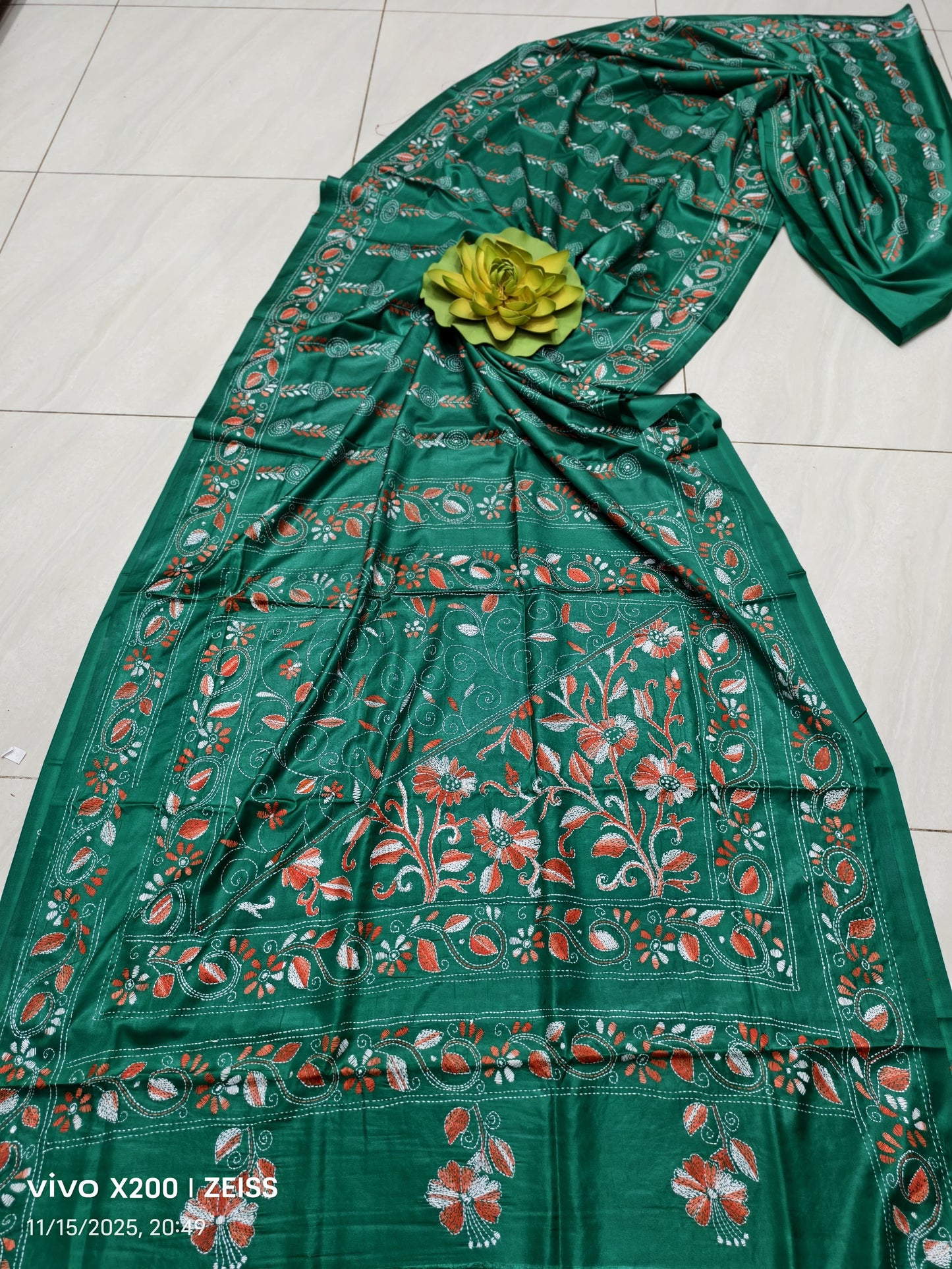 Kalpanavi |  Blended silk saree with Kantha Embroidery