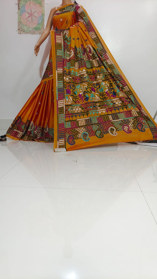 Haripriya | Hand Made Kantha Embroidery on Semi Silk