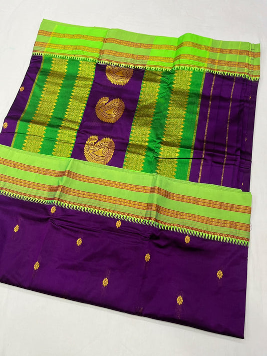 *Narayanpeth silk saree*
Running blouse 
Shoulder butti 
Pure silk
*Price: 6300/- + ship*