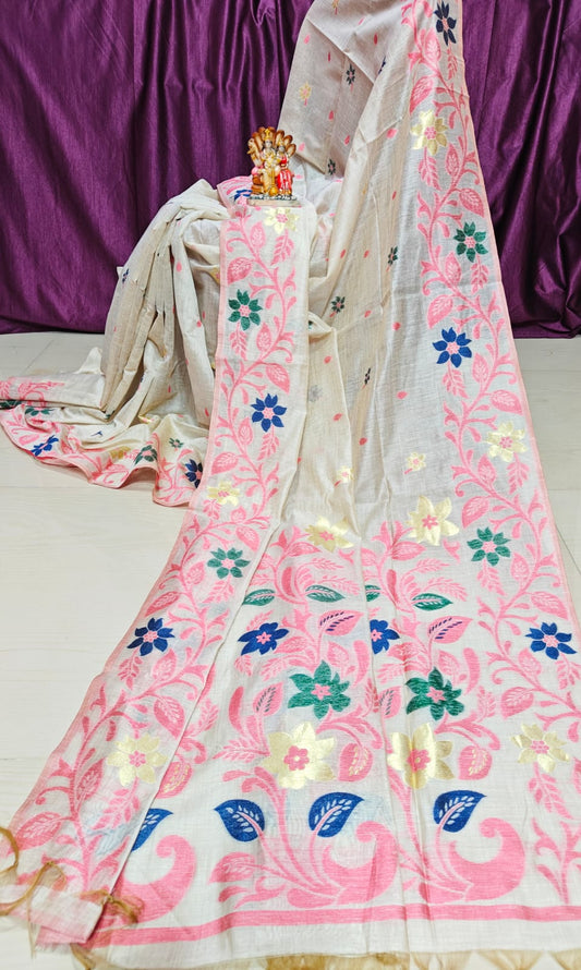 Tajasi | Pure tussar jamdani saree