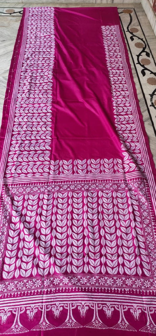 Niharika-kantha | Hand Made Kantha Embroidery on Semi Silk