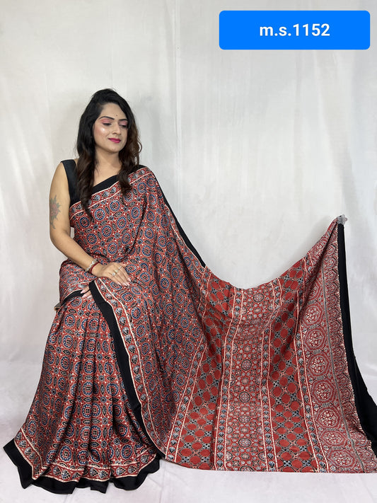 Aisha | Ajrakh Prints on modal Silk