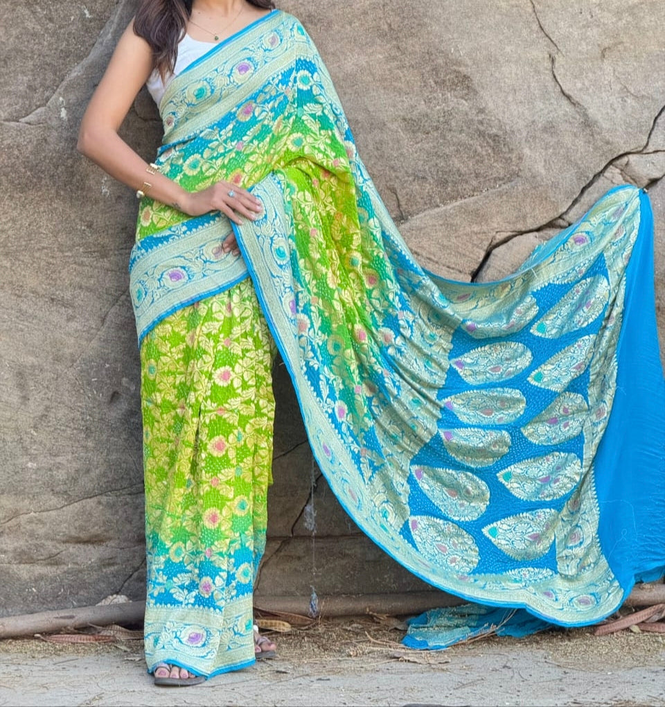 Gavishi | Pure Georgette Minakari Sarees