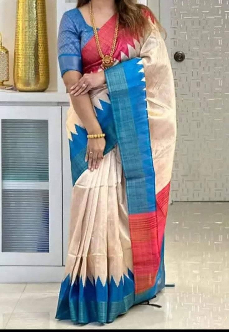 Tusmita | Tussar Ghicha Screen Print Saree