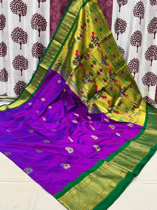Bhashri | Powerloom Kadiyal Paithani Silk Saree
