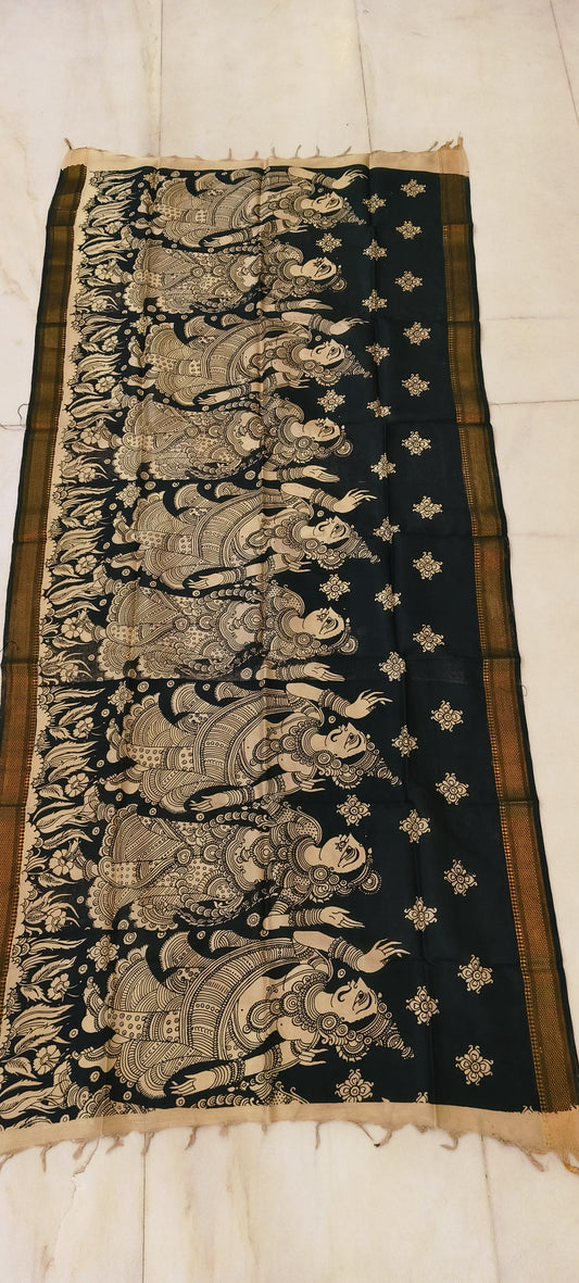 Khushi | Kalamkari dupatta on mangalagiri silk