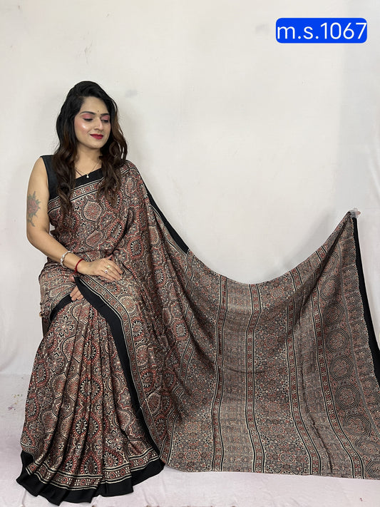 Ambika | Ajrakh Prints on modal Silk